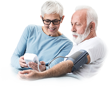Dwoje starszych ludzi mierzących ciśnienie | Lipiforma